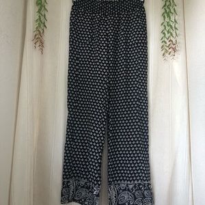 Roxy Oceanside Flared Black and White Beach Pants